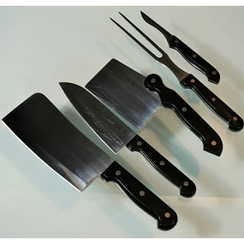 Ronco Showtime Six Star Lot Of 5 Stainless Steel Kitchen Knives Cutlery